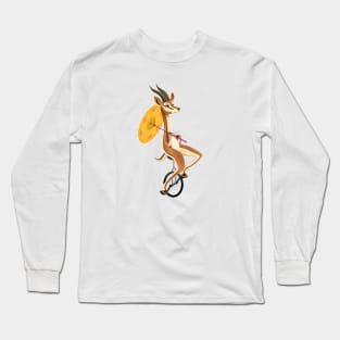 Funny gazelle on an unicycle Long Sleeve T-Shirt